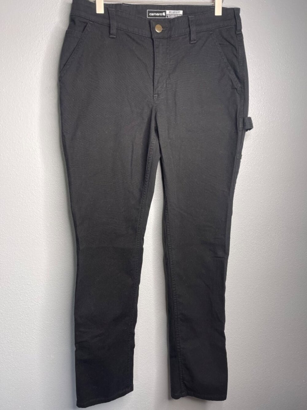 Carhartt Rugged Flex Relaxed Fit Canvas Work Pants Black Women Size 8R Utility